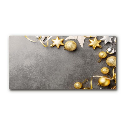 Quadro acrílico Enfeites de Natal com Estrelas Douradas