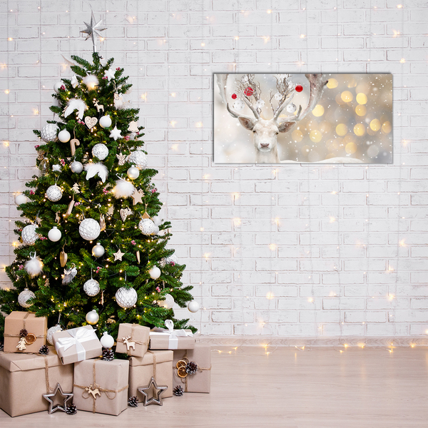 Quadro acrílico Bolas de Natal de rena branca