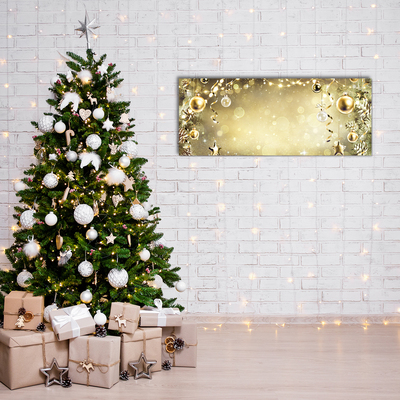 Quadro acrílico Enfeites de Natal Dourados