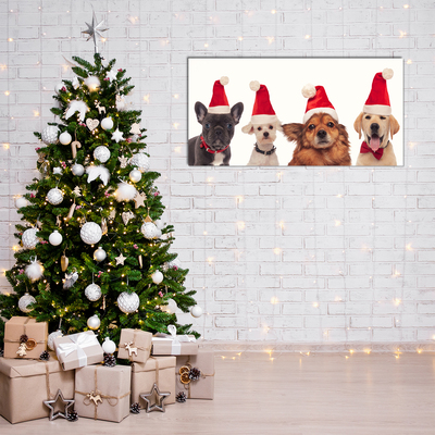 Quadro acrílico Cães Papai Noel Natal