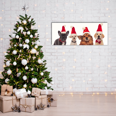 Quadro acrílico Cães Papai Noel Natal