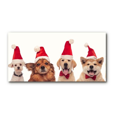 Quadro acrílico Cães Papai Noel Natal