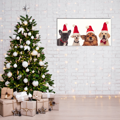 Quadro acrílico Cães Papai Noel Natal