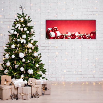 Quadro acrílico Presente de Natal com bolas de neve