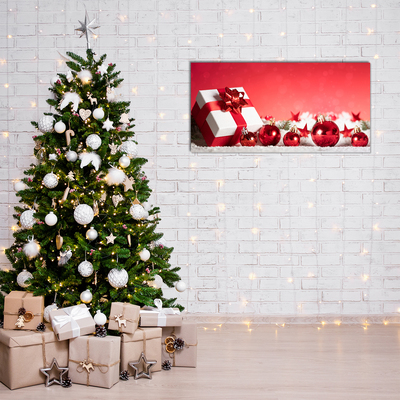 Quadro acrílico Presente de Natal com bolas de neve