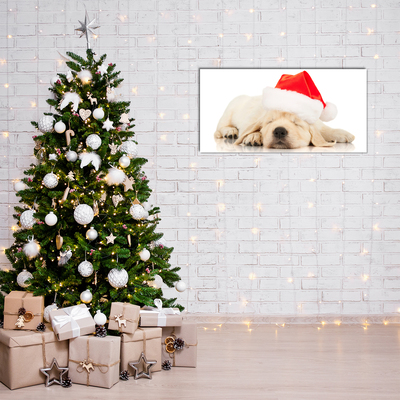 Quadro acrílico Chapéu de Papai Noel para filhotes de inverno