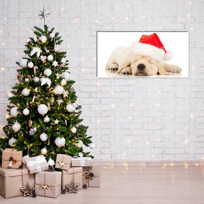 Quadro acrílico Chapéu de Papai Noel para filhotes de inverno