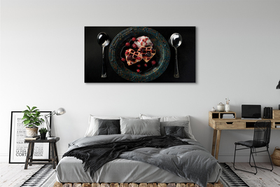 Quadro em tela Waffles de coração com colher de sorvete