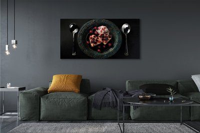 Quadro em tela Waffles de coração com colher de sorvete
