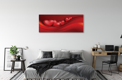 Pintura em tela Corações fundo vermelho