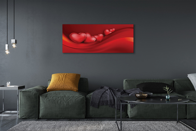 Pintura em tela Corações fundo vermelho