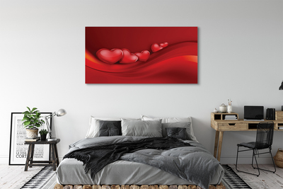 Pintura em tela Corações fundo vermelho