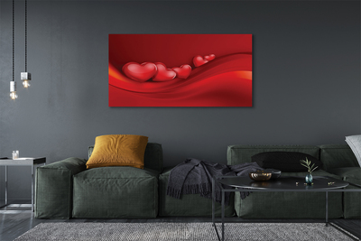 Pintura em tela Corações fundo vermelho