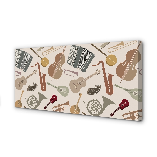 Quadro em tela Violino trompete ukulele