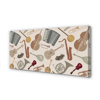 Quadro em tela Violino trompete ukulele