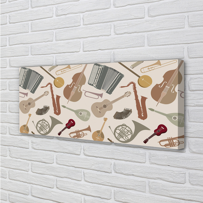 Quadro em tela Violino trompete ukulele
