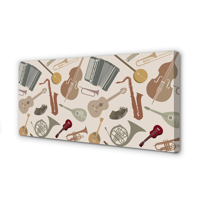Quadro em tela Violino trompete ukulele