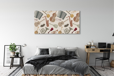 Quadro em tela Violino trompete ukulele