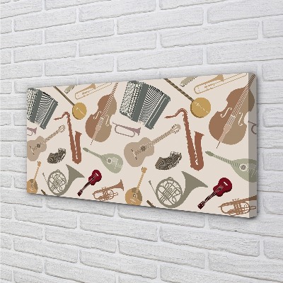 Quadro em tela Violino trompete ukulele