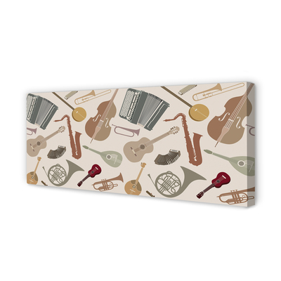 Quadro em tela Violino trompete ukulele