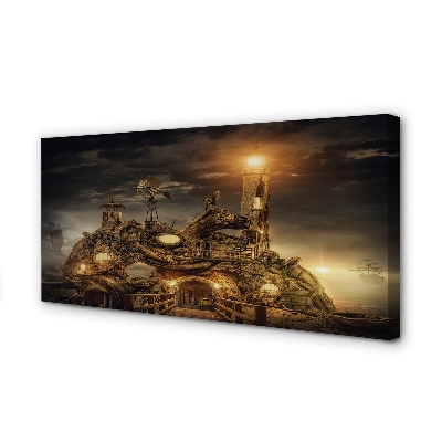 Quadro em tela Nuvens de navio farol