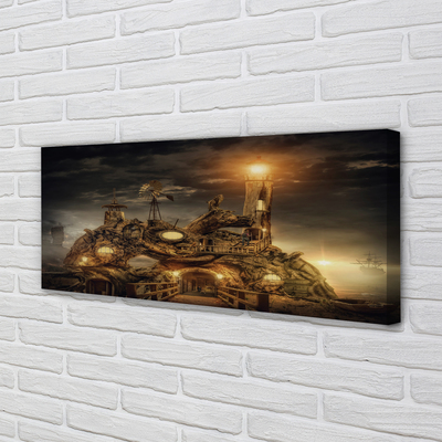 Quadro em tela Nuvens de navio farol