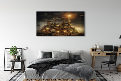 Quadro em tela Nuvens de navio farol