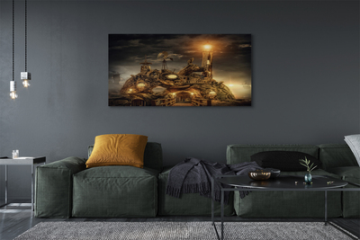 Quadro em tela Nuvens de navio farol