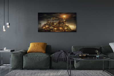 Quadro em tela Nuvens de navio farol