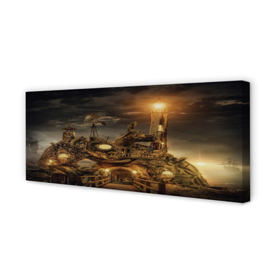 Quadro em tela Nuvens de navio farol