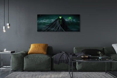 Quadro em tela Figura escura fogo verde