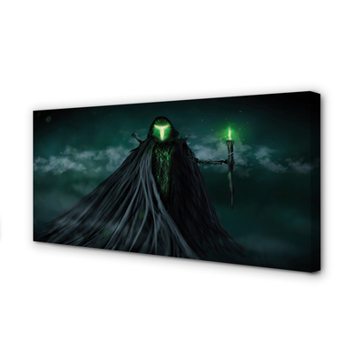 Quadro em tela Figura escura fogo verde