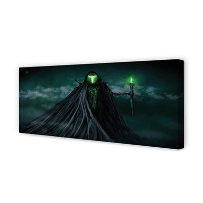 Quadro em tela Figura escura fogo verde