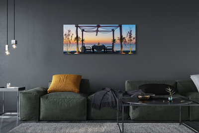 Pintura em tela Jantar ao pôr do sol no mar