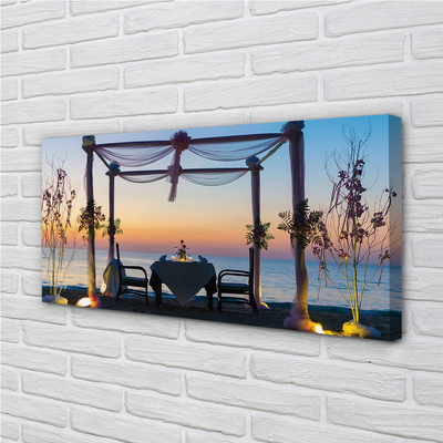 Pintura em tela Jantar ao pôr do sol no mar