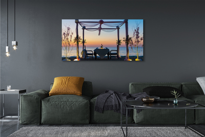 Pintura em tela Jantar ao pôr do sol no mar