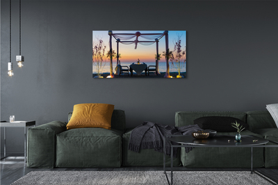 Pintura em tela Jantar ao pôr do sol no mar