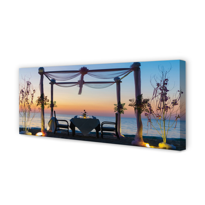 Pintura em tela Jantar ao pôr do sol no mar