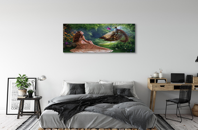 Pintura em tela Mulher faisão da floresta