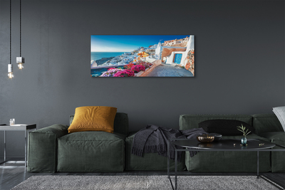 Quadro em tela Edifícios da Grécia Flores do Mar
