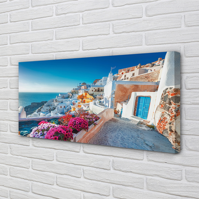Quadro em tela Edifícios da Grécia Flores do Mar