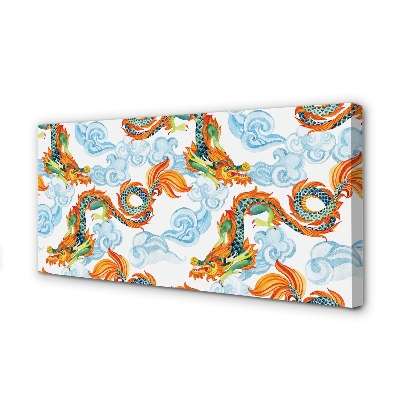 Pintura em tela Dragões coloridos japoneses