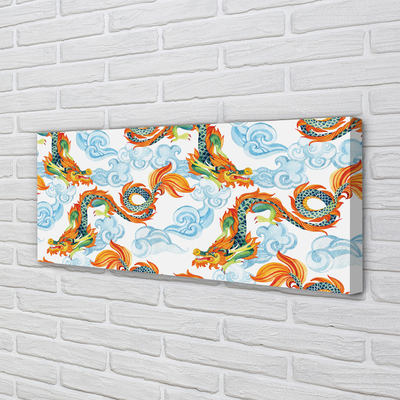 Pintura em tela Dragões coloridos japoneses