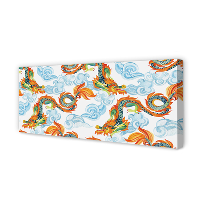 Pintura em tela Dragões coloridos japoneses