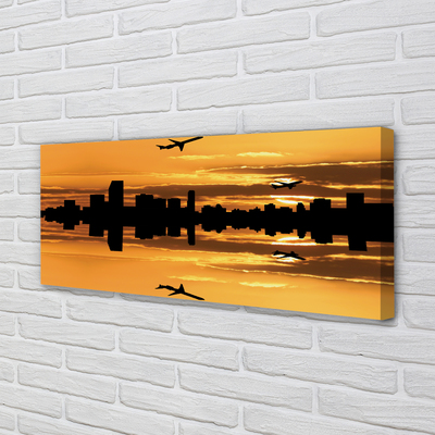 Quadro em tela Aviões cidade sol