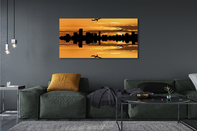 Quadro em tela Aviões cidade sol