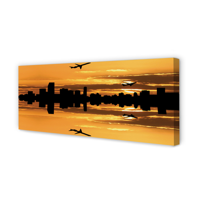 Quadro em tela Aviões cidade sol