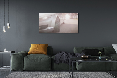 Quadro em tela Árvores de rua de carros prateados