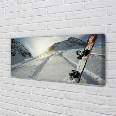 Pintura em tela Snowboard na neve da montanha