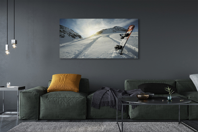 Pintura em tela Snowboard na neve da montanha